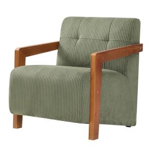 Sillón en madera y pana verde