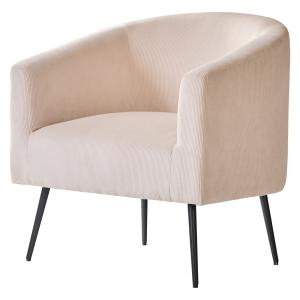 Sillón escandinavo 1 plaza en terciopelo acanalado beige