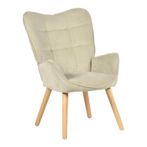 Sillón escandinavo beige con reposabrazos
