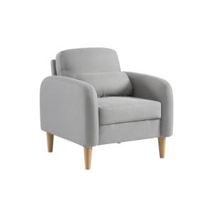 Sillón estilo escandinavo de tela con patas de madera, gris…