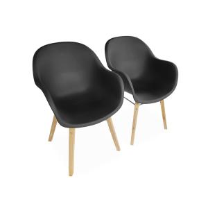 Sillón estilo escandinavo en madera de acacia, set de 2, an…