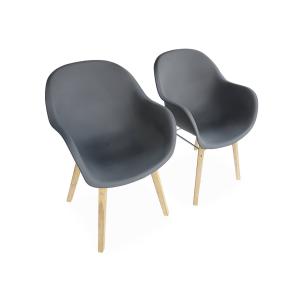 Sillón estilo escandinavo en madera de acacia, set de 2, gr…