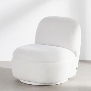 Sillón giratorio aterciopelado beige