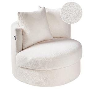 Sillón giratorio de bouclé blanco