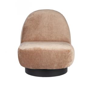 Sillón giratorio de suave tejido rosa