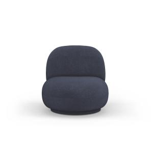 Sillón giratorio de tejido bouclé azul oscuro