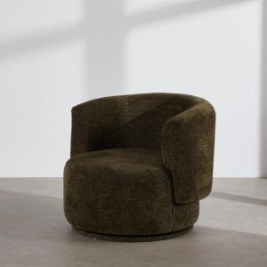 Sillón giratorio de tejido tramado verde caqui