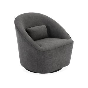Sillón giratorio de tela 360º con cojín, gris oscuro
