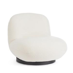 Sillón giratorio de tela blanca efecto bouclé