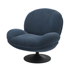 Sillón giratorio de tela efecto terciopelo azul noche