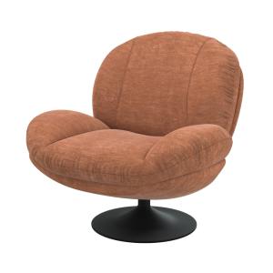 Sillón giratorio de tela efecto terciopelo marrón