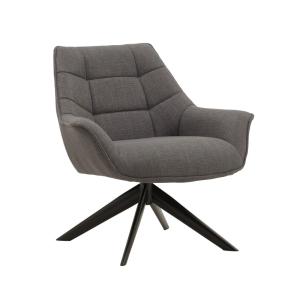 Sillón giratorio de tela gris y patas de metal negro