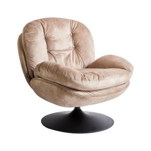 Sillón giratorio de terciopelo beige arena