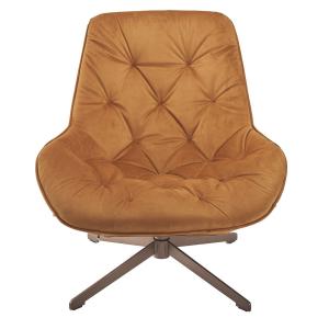 Sillón giratorio de terciopelo camel acolchado - l78 cm