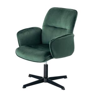 Sillón giratorio de terciopelo verde con reposabrazos