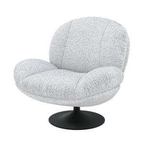 Sillón giratorio en tejido bouclé gris jaspeado blanco