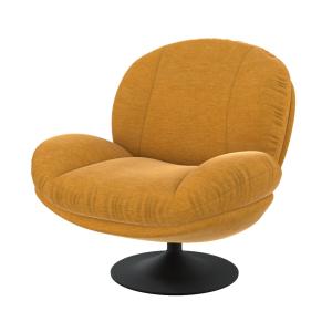 Sillón giratorio en tejido efecto terciopelo amarillo mosta…