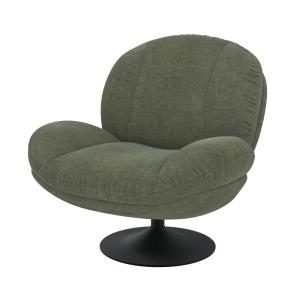 Sillón giratorio en tejido efecto terciopelo verde caqui