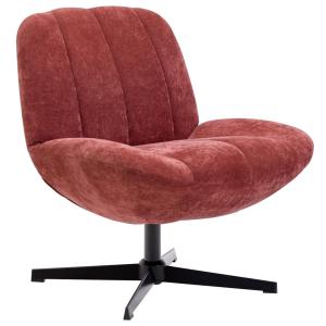 Sillón giratorio escandinavo en tejido terracota y metal