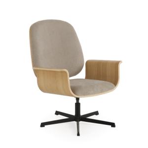 Sillón giratorio madera de roble,con asiento y respaldo tap…