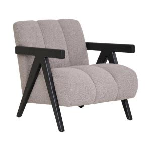 Sillón gris de tela y madera negra