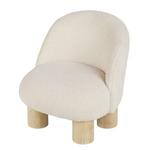 Sillón infantil tapizado borreguito en tejido bouclé crudo