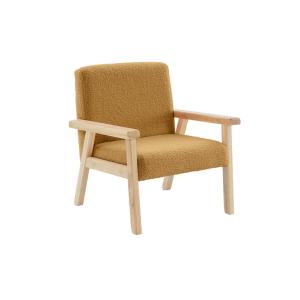 Sillón infantill con patas de madera y funda de rizo amaril…