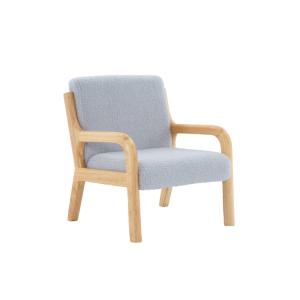 Sillón infantill escandinavo de madera y tela borreguito, g…