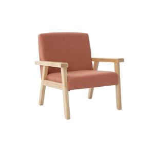 Sillón infantill escandinavo de pana y madera de caucho, te…