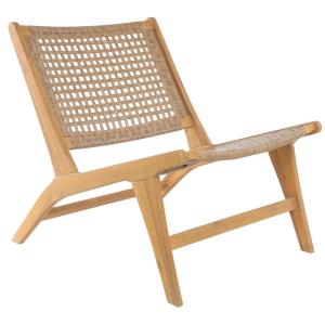 Sillón interior exterior en acacia y cuerda