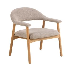 Sillón lounge de tela bouclé y madera - natural chino