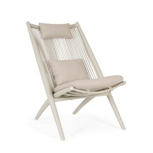 Sillón lounge en aluminio y cuerdas de poliéster beige