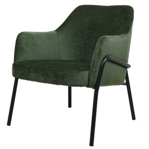 Sillón lounge, tela verde y metal negro mate