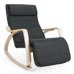 Sillón mecedor con reposabrazos y reposapiés - gris marengo…