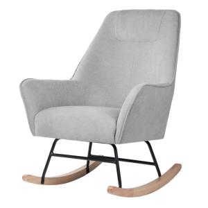 Sillón mecedora tapizado gris claro estructura negra y pata…