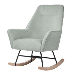 Sillón mecedora tapizado menta y patas de roble.