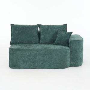 Sillón modular con reposabrazos derecho en tela verde