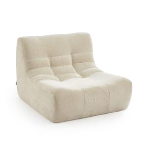 Sillón modular de 1 plaza, tejido chenilla crudo