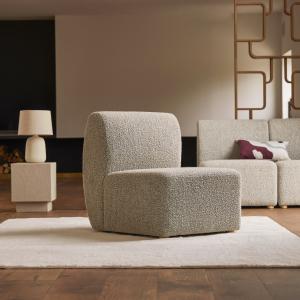 Sillón modular de acacia maciza y tela gris