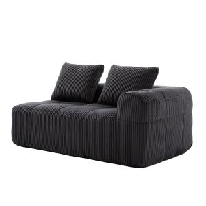 Sillón modular en pana gris con portavasos