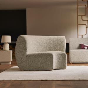 Sillón modular esquinero de acacia maciza y tela gris