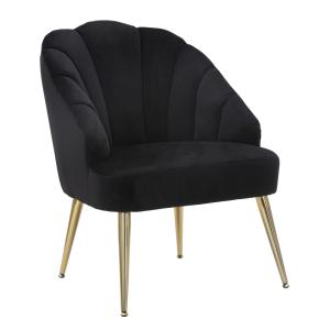 Sillón negro y dorado en metal y terciopelo cm 65x69x84