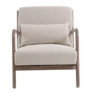 Sillón nórdico madera tapizado lino beige