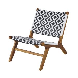 Sillón profesional de acacia maciza y resina trenzada negra…
