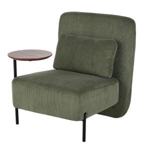 Sillón profesional de pana verde con bandeja extraíble