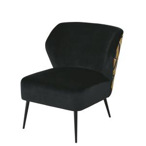 Sillón profesional de terciopelo en negro con motivo vegeta…