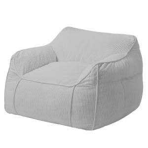 Sillón puf de pana 100x110 cm gris claro