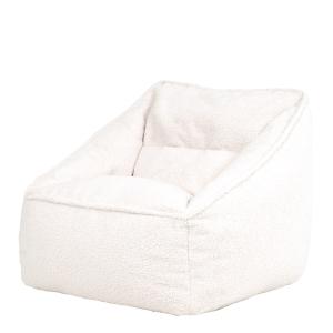 Sillón puf de tejido borg bouclé beige natural