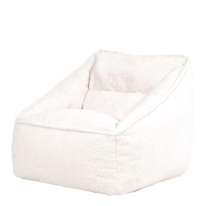 Sillón puf de tejido borg bouclé color crema