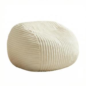 Sillón puf de tela acanalada beige para adultos